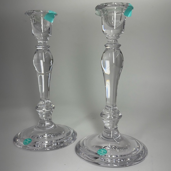TIFFANY & CO. Candlestick Holders / Large Round Base Crystal/ 8.25
